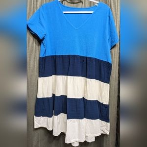 Women's Medium Linen Block Flounce Dress